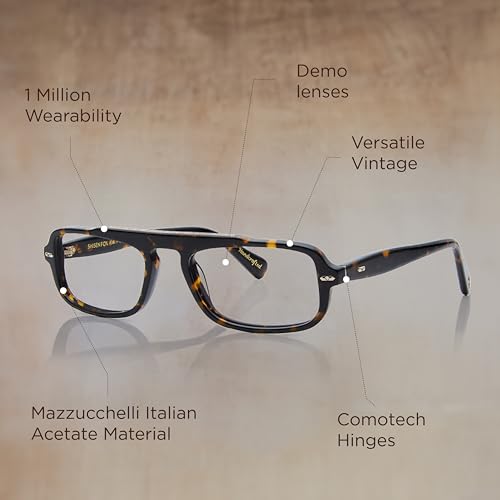 Image of Shisen Fox SAMURAI Versatile Vintage Rectangular Frames for eyeglasses | Stylish eyewear Crafted from Italian Acetate material | 54 MEDIUM Unisex Spectacle Eye frame with Demo lenses