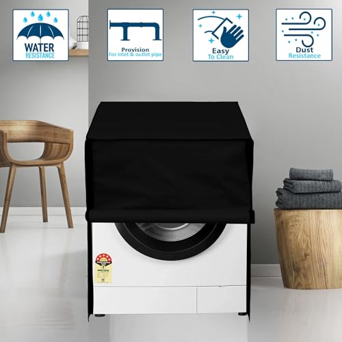 Image of Wings Star Front Load Washing Machine Cover Suitable for Bosch 5.5 kg, 6 kg (50X63X81 CMS, Black)