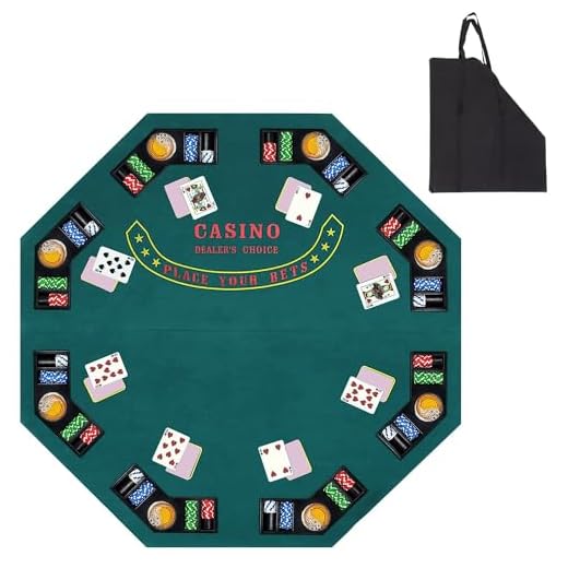 48 Inch Foldable Poker Table Card Topper, Portable 8-Player Poker Tabletop Mat w/Cup Holder and Carrying Bag,Texas Hold 'Em Foam Poker Table Top Layout for Blackjack Board Game,Green Speed Felt