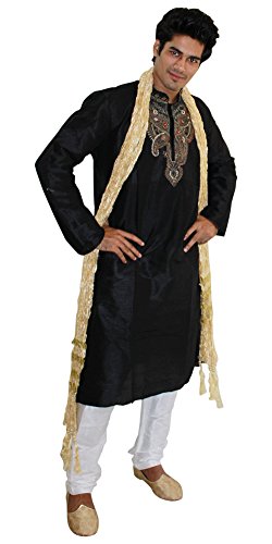 Men Sherwani Kurta Plus Sizes upto 7XL Pajama & Shawl Set Bollywood Indian Wedding2