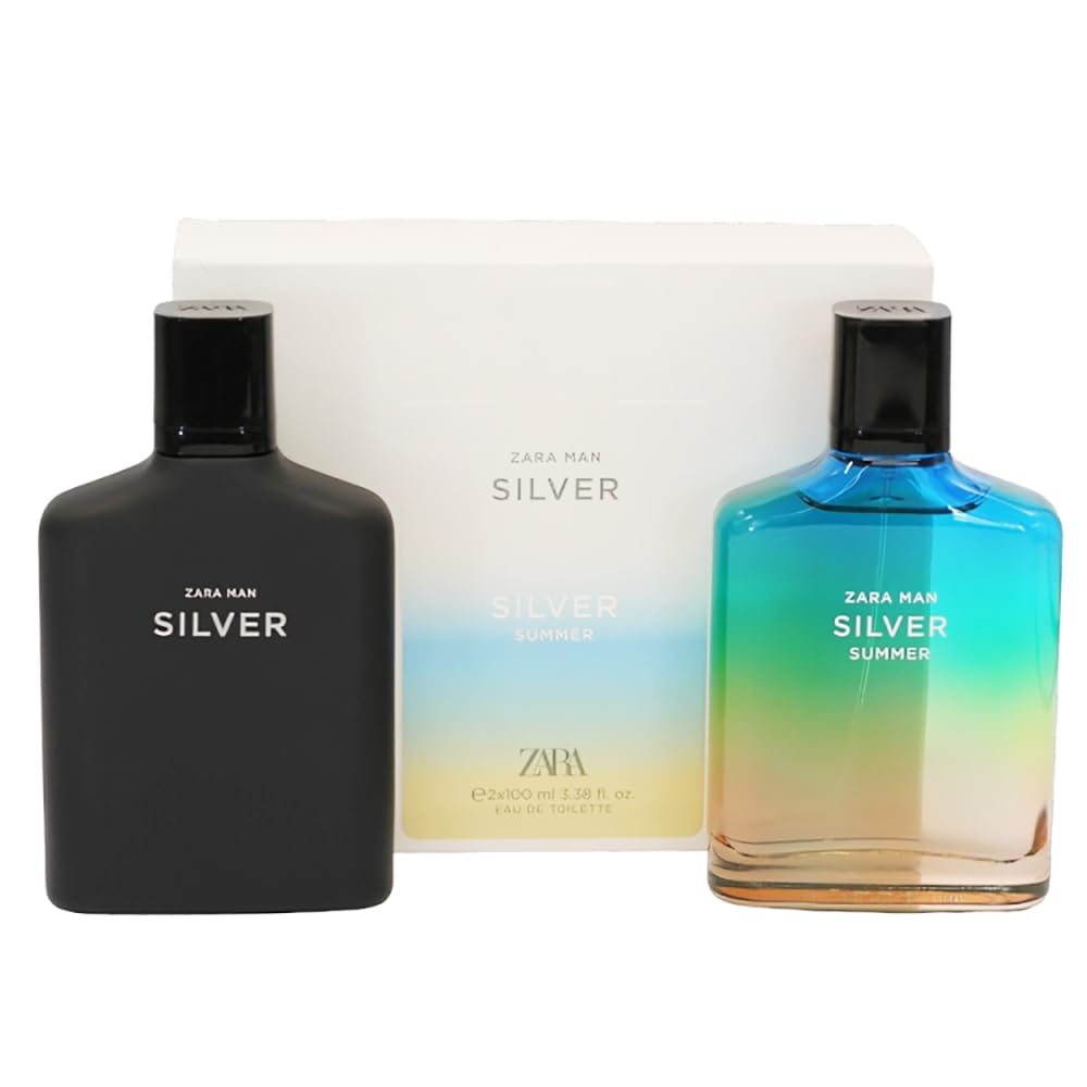Amazon.com: Zara Man 銀色+ 銀色夏季古龍水男士香水套裝淡香水2x 100