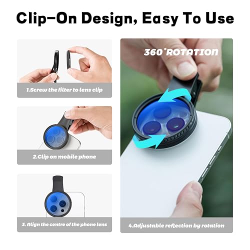 Clip-on Filtro Polarizador Circular, Filtro CPL 52mm, Tela de Limpieza de Lentes, Caja de Almacenamiento, Universal para Cámara de Teléfono Móvil, Polarizador para Objetivo de Smartphones - imagen 4