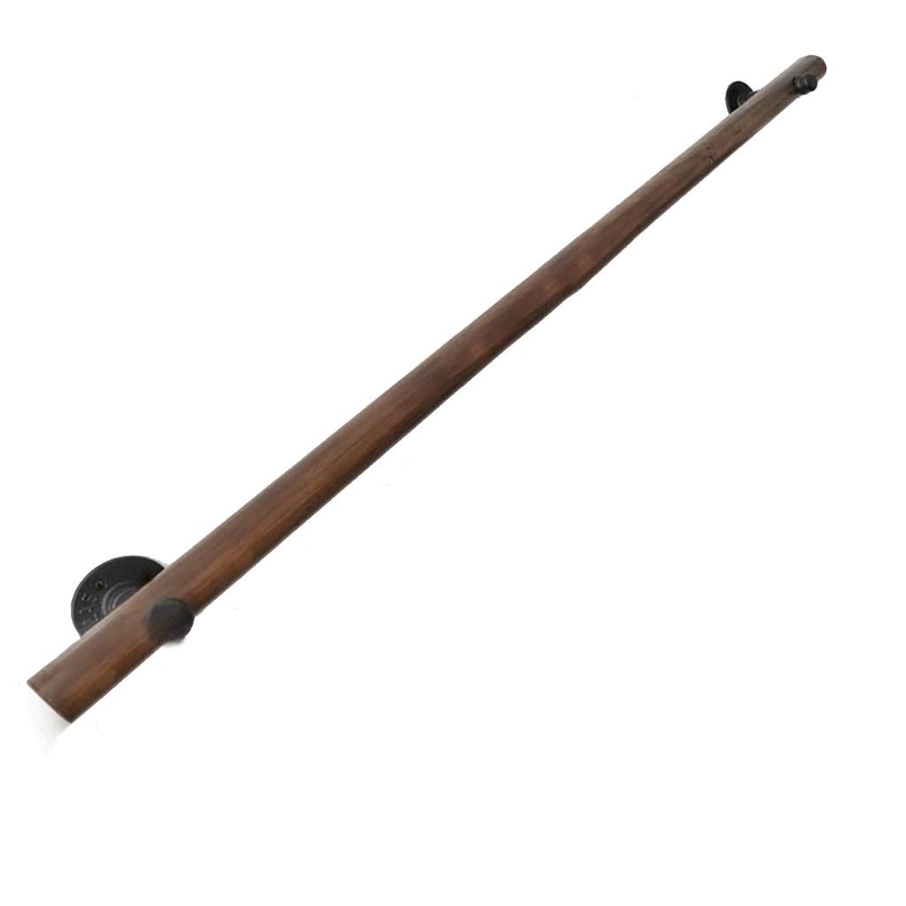 Rampe d'escalier en bois massif noble LUNEZY main courante pin ronde