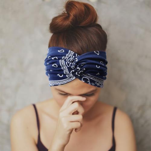 Image of DRESHOW 4 Pack Turban Headbands for Women Wide Vintage Head Wraps Knotted Cute Hair Band Accessories