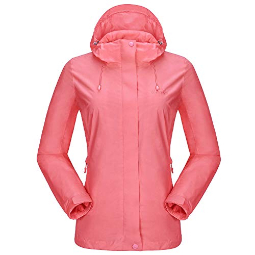 CAMEL CROWN Womens Waterproof Rain Jacket Lightweight Hooded Windbreaker Windproof Rain Coat Shell