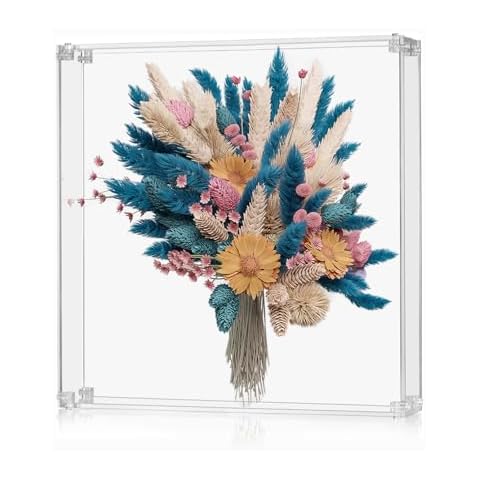 12x12 Acrylic Shadow Box Frame Large 2.5" Deep Shadow Box Display Case Clear Shadowbox Memory Box for Wedding Bouquet,Memorabilia,Dried Flowers,Wall Mount & Tabletop, Easy Assembly, 2 Pack Cover