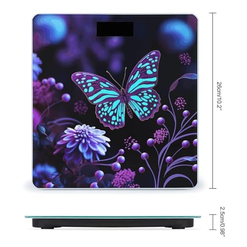 Báscula digital para baño con mariposa y flores, 400 lb miniatura 2