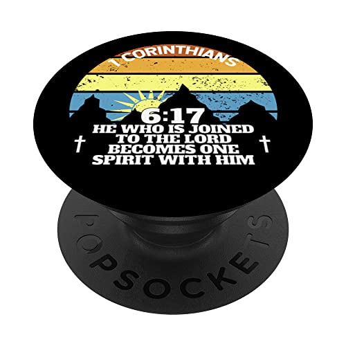 Joined To The Lord 1 Corinthians 6:17 Christian Vintage PopSockets Swappable PopGrip, Black