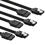 DAJING 3-Pack SATA Cable III 6Gbps - High-Speed Data Transfer for HDD, SSD, CD Drives - Secure Latch, Backwards Compatible, 15.5 Inch, Black