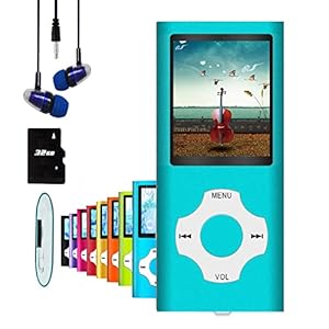 MP3 Player / MP4 Player, Hotechs MP3 Music Player with 32GB Memory SD Card Slim Classic Digital LCD 1.82” Screen Mini USB Port with FM Radio, Voice Record (Light Blue)