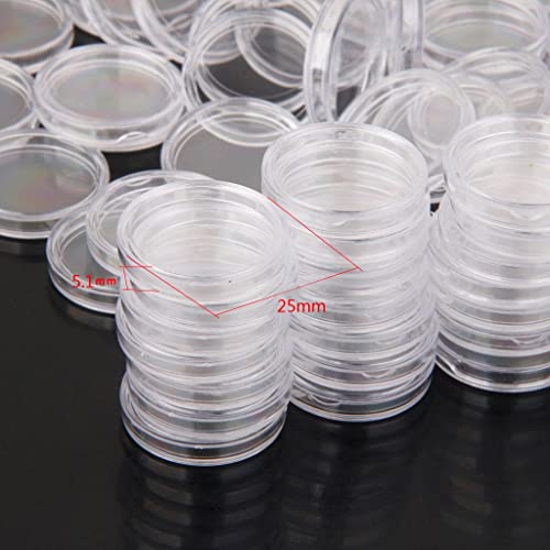 100 cápsulas plásticas transparentes para monedas 24mm miniatura 3
