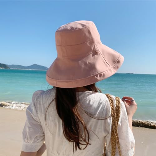 Reversible Bucket Hat Women UV Sun Protection Wide Brim Fisherman Hat Summer Beach Travel Cap - Image 4