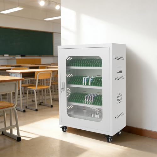 Image of 50 Device Cell Phone Charging Station, Rechargeable Cellphone Locker Storage Charging Station, Mobile Charging Cabinet for Cell Phone, USB Cell Phone Charging Cart with Lock