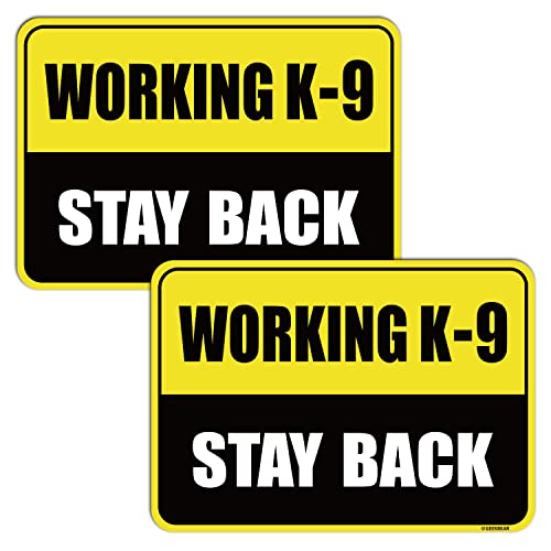 Image of GEEKBEAR Working K-9 Car Magnet (Yellow /Black, 2 Pack) - Reflective Waterproof Magnetic Sign - 11.7 x 8.2 in