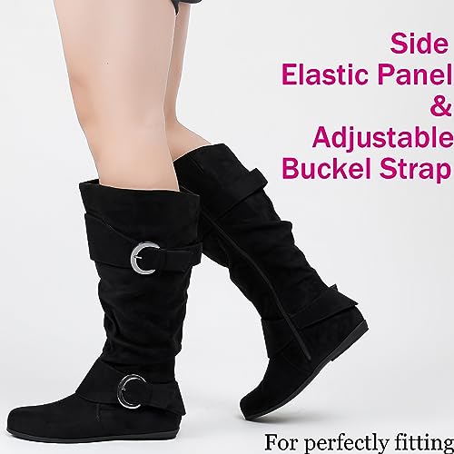 Luoika Women's Extra Wide Calf Knee High Slouchy Boots, Wide Width Tall Boots with Flat Heel Side Zipper.3