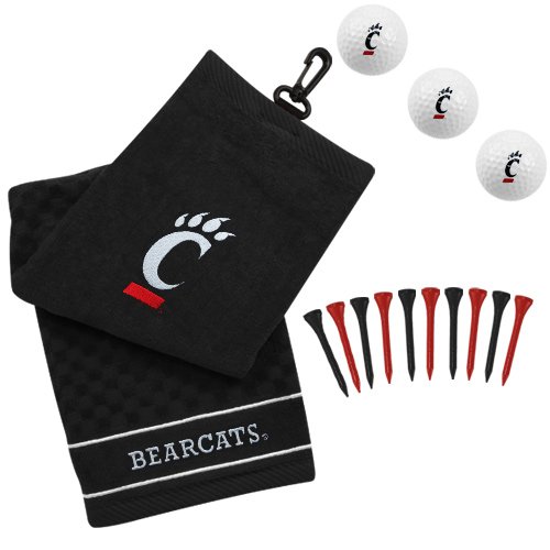 Team Golf NCAA Cincinnati Bearcats Gift Set: Embroidered Golf Towel, 3 Golf Balls, and 14 Golf Tees 2-3/4" Regulation, Tri-Fold Towel 16" x 22" & 100% Cotton โ image 1