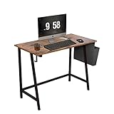 Schreibtisch, Computertisch, Homeoffice, Büro, Arbeitszimmer, mit Aufbewahrungstasche und Kopfhörerhaken, einfacher Aufbau, 100 x 50 x 75 cm, Rustikales Braun…