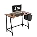 Produktbild Schreibtisch, Computertisch, Homeoffice, Büro, Arbeitszimmer, mit Aufbewahrungstasche und Kopfhörerhaken, einfacher Aufbau, 100 x 50 x 75 cm, Rustikales Braun