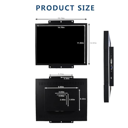 Image of VSDISPLAY 19'' LCD Monitor 1280x1024 Industrial Display with VGA /DVI Input | 1000 Nits High Brightness,Metal Shell,with Brackets