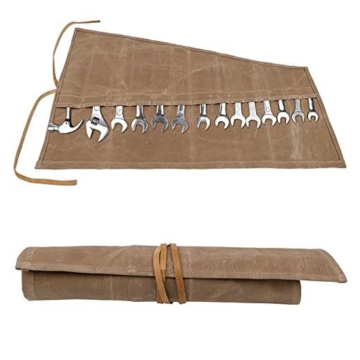 QEES Werkzeugtasche Rolltasche (14 Fächer) Aufbewahrungstasche Für Handwerker Elektriker Maler Künstler Tischler HYGJB011-Braun