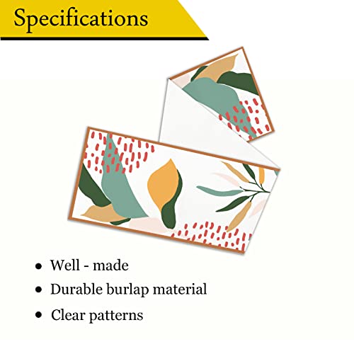 Whomeaf Boho Modern Table Runner Abstract Burlap Minimalist Style Mid Century Table Runners Tropical Leaf Design Decor For Kitchen Dining Home Table Center Wedding Party Indoor Outdoor(13*72In) #TOP5