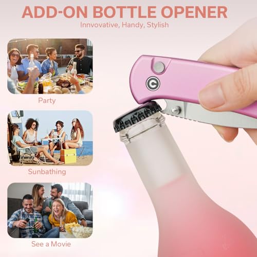 Image of CIVIVI Qubit Pink Pocket Knife for EDC,Folding Utility Knife with 2.98 inch 14C28N Blade Aluminum Handle,Fashion Gifts for Women,Men C22030E-5