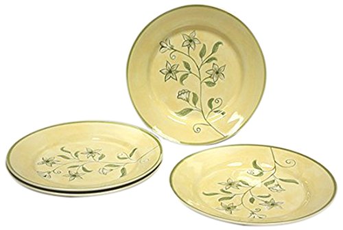Hues & Brews 4 Piece Flora Ceramic Plate Set