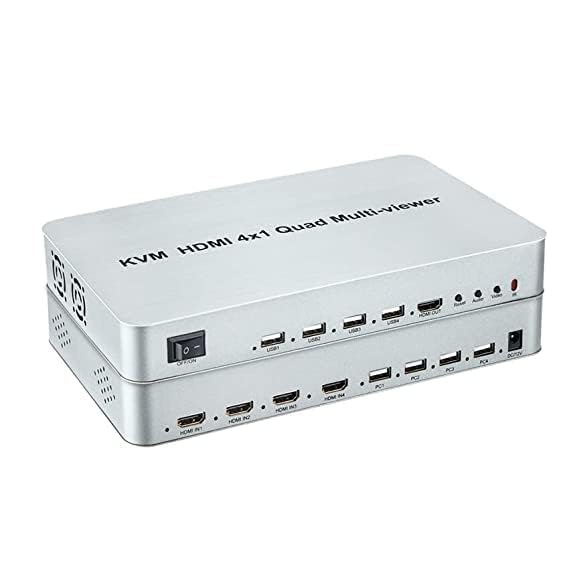 4x1 kvm hdmi usb multi-viewer quad screen real time multi-viewer with hdmi seamless switcher 1 keyboard mouse control 4 pc host