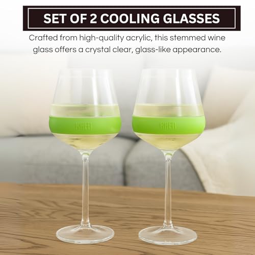 Image of 14oz Frozen Cooling Wine Glasses, 2 Set - Keep Drinks Cold Longer, Stemmed Double Wall Insulated Freezable Tumblers Freeze Gel - Perfect for Both Indoor & Outdoor Parties, Poolside, Red & White Wine