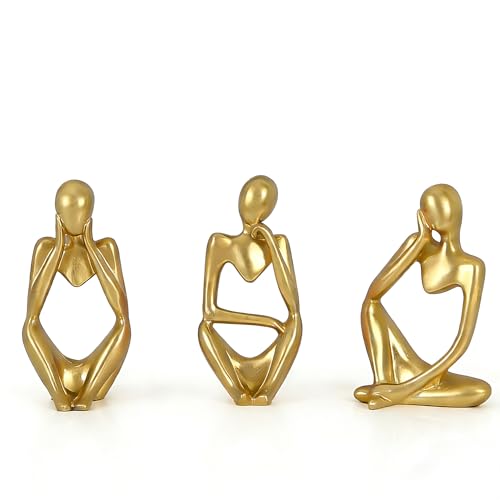 Estatuas Decorativas de Resina Doradas 3 Piezas