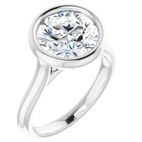 3 Ct. Bezel Set Round Lab Diamond Engagement Ring