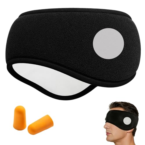 Soundproof Ear Muffs for Sleeping 2 in 1 Sleep Eye Mask Earmuffs with Noise Reduction Ear Plugs Unisex Winter Warmer Headband Eye Wrap Soft Blackout Adjustable Cover for Night Travel Shift Work Black