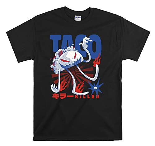 T-shirt Taco Killer Food Monster noir taille M pour homme et femme