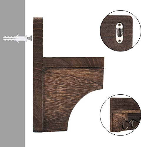Rustic Coat Hooks With Shelf Wall Mounted, Wood Wall Hanging Entryway Shelf With 5 Dual Metal Hooks, Wall-Mounted Coat Rack For Your Entryway, Kitchen, Bathroom #TOP6