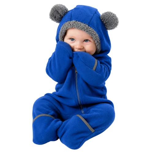 Image of Cuddle Club Fleece Baby Bunting Bodysuit Hoodie, Newborn - 5T | Infant Romper Hooded Sweater Outfit, Car Seat Friendly, Convertible Mittens & Booties, Warm Jacket, Winter Suit Clothes