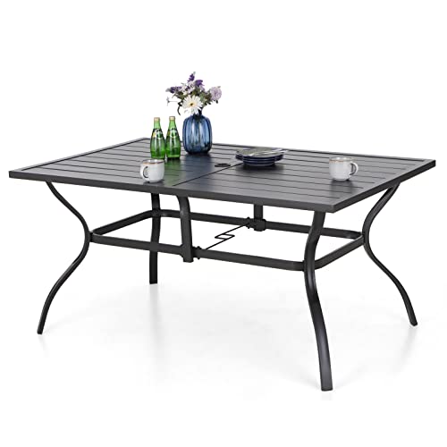 MFSTUDIO Outdoor Patio Dining Table, 6 Person Metal Patio Furniture Table with 1.57