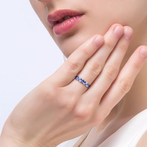 Marquise Cut Birthstone Eternity Rings for Women, Sterling Silver 925 Stacked Engagement Rings for Her Wedding Band, Size 5-102