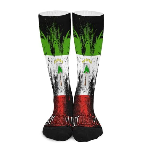 Melbrakin Guinée équatoriale Drapeau de Guinée équatoriale Aigle américain Chaussettes de compression pour femmes et hommes, mi-hautes, idéales pour la course à pied et les voyages.