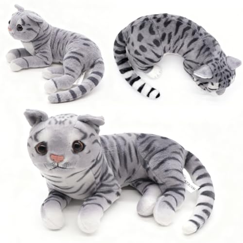 CLKDPNO Cat Plush Soft Toys, Cat Stuffed Animal Plush Simulation Cute Realistic Doll, Pillow Soothing Hugging Sleeping, Birthday Gifts Present Party Favors For Boys And Girls, 30cm