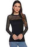 【Hocher Tragekomfort】dieses Netz Langarmshirt aus stretchigem Rayon-Elasthan-Mix für besten Komfort, leicht und angenehm auf der Haut. Er ist gut dehnbar, sitzt nicht zu eng und nicht zu weit, man kann sich gut darin bewegen. Überhaupt nicht so steif, künstlich und kratzig, wie man es manchmal von Mesh-Stoffen kennt.