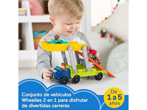 Camion de transport Fisher-Price Little People 2-en-1 et 2 voitures Wheelies HBX23 - 6