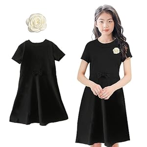 WUOWU Girls’ Dress, Children’s Memorial Services, Ceremonial Occasions, Children, Black, Girls, Dress, Children’s Clothing, Formal Dress, Everyday Wear, Funeral Clothes, Spring, Summer, Autumn, Winter, Children’s Dress, Short Sleeve