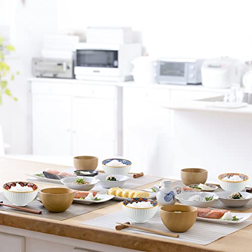 Sanbege Ceramic Rice Bowls 10 oz, Bohemian Style Bowl Gift Set, Assorted Dinnerware Serving Bowls for Cereal, Soup, Dessert, Snack, Fruit, Salsa, Pack of 6 (Geometric Pattern)