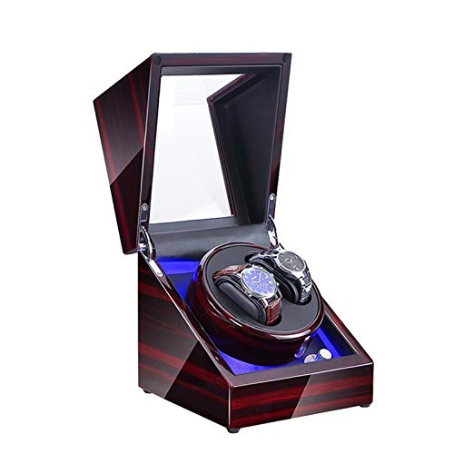 Remontoir montre automatique en bois de luxe avec éclairage LED doux