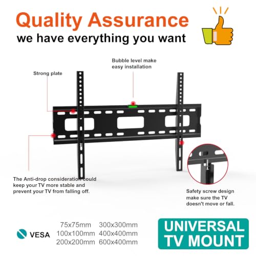 Image of AUDIOVAN Panel Mount Heavy Duty Interactive Panel Wall Mount Bracket (AVT-D65) for 55 inch to 100 inch Large Displays, Max VESA 900x600mm, 120kg Load Capacity, Ultra Slim (Black Fixed WALL Mount, D-65)