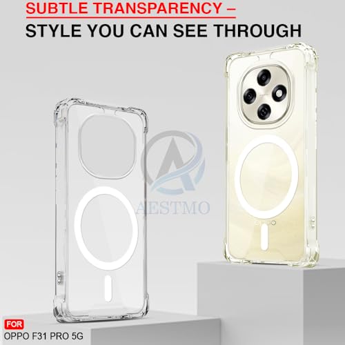 Image of AESTMO Clear Back Cover for Oppo F31 Pro 5G | 360 Protection | Transparent Back Cover for Oppo F31 Pro 5G (PC + TPU, Compatible with MagSafe Accessories, Transparent Bumper)