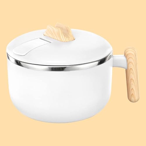 ラーメン丼 蓋付きのステンレススチール製断熱漏れ防止麺ライススープボウル 304ステンレス カップラーメン 蓋付き 大容量 ご飯茶碗 インスタントラーメン茶碗 弁当箱 (ホワイト,1200ml)