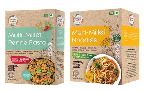 Image of Organic Wisdom - Back to Roots Multi Noodles & Pasta Combo | No Maida | Not Fried | No MSG | Sun-Dried | Protein & Fiber | Noodles 384g & Pasta 180g