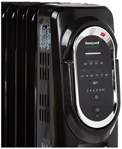 Honeywell Hz-789 Energysmart Electric Oil Filled Radiator Whole Room Heater, Black, 24.45"H X 9.06"D X 13.74"W (Hz789) #TOP3