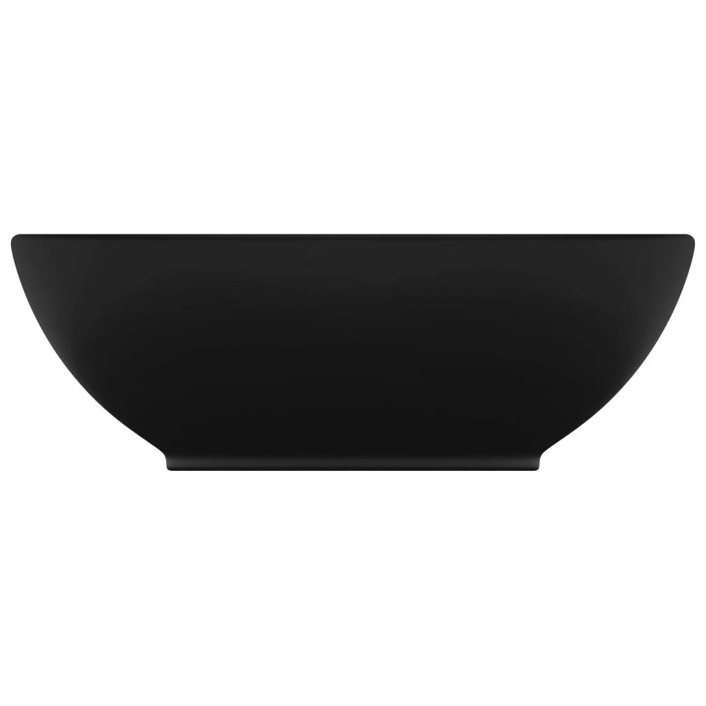 HOMIUSE 40x33x13,5 cm Lavabo Colgante con Desagüe Negro Mate Lavabo Baño Lavabo de Lujo Ovalado Cerámica Lavabo Sobre Encimera Lavamanos Baño Lavabo Piedra Lavabo Suspendido